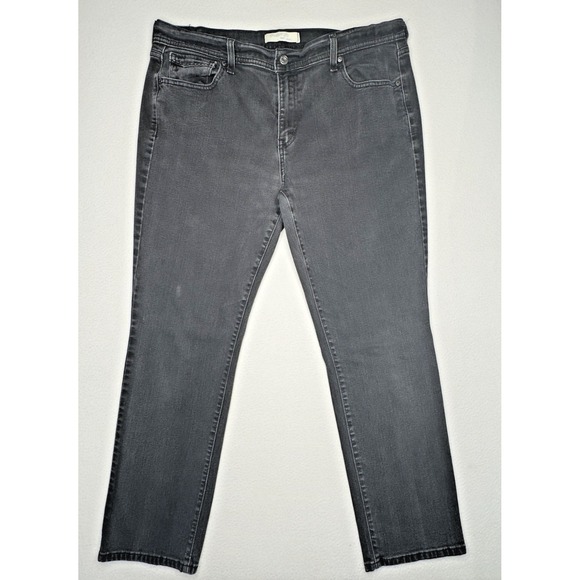 Levis 505 Jeans Womens Sz 16 Black Straight Leg Stretch Denim Classic Pocket - Picture 1 of 9